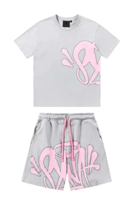 "Graffiti" Short set Grey Pink