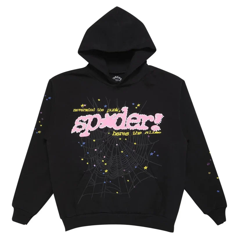 "Sp5der-Hoodie" Black and Pink